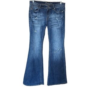 London Jean Mid-Rise Distressed Flare Size 10